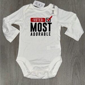 The Childrens Place White 'Voted Most Adorable' Baby Bodysuit Long Sleeve Onesie